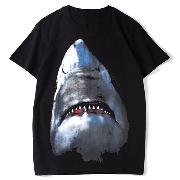 

t r fit crew-neck shirt fashion black casual girls print tee lady shark cotton women btndd