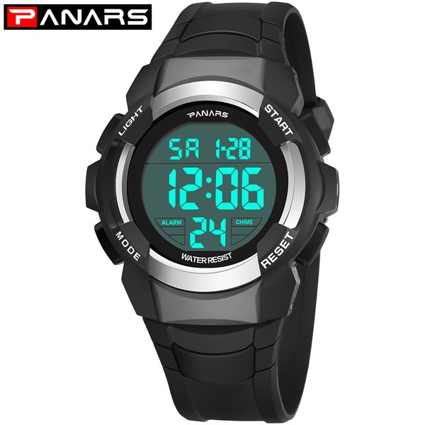 

panars men digital sports watches fashion alarm clock led display swatches waterproof chronograph wrist erkek izle, Slivery;brown