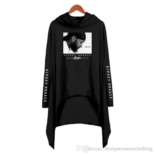 

nipsey hussle women hoodies designer long sleeve 3d printed dress usa rapper lady loose fashion clothing, Black
