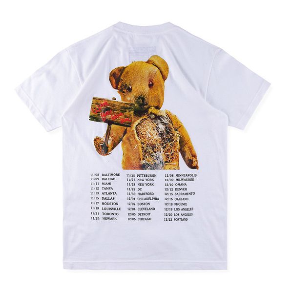 

2020 дизайнер street tide бренд tee astroworld tour трэвис скотт медведь медведь мода футболка хип-хоп тур ins мужчины и женщины европа и ам, White;black