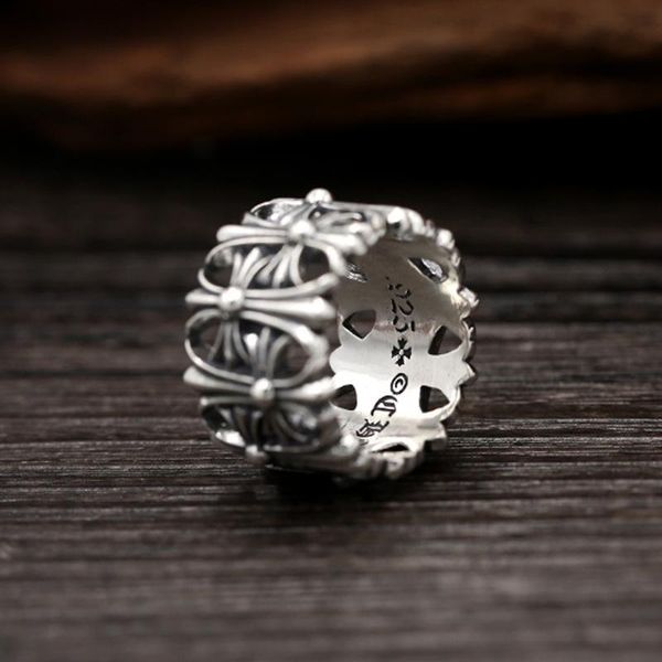 

brand new 925 sterling silver jewelry american europe antique silver hand-made designer thick rings for men women crosses band rings gifts