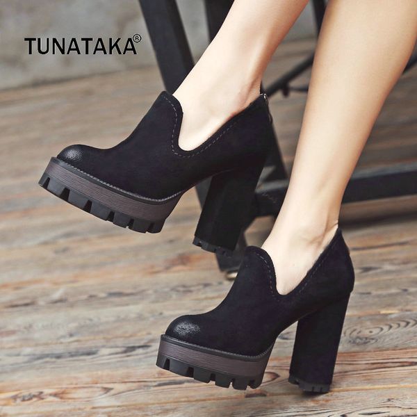 

faux suede square high heel zipper woman high heel shoes fashion platform dress ladies high heel shoes black apricot