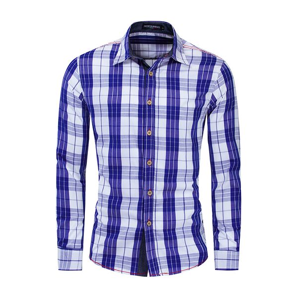 

european size summer fashion new 2020 plaid shirt men casual business long sleeve slim fit shirt 100% cotton male shirts 193, White;black