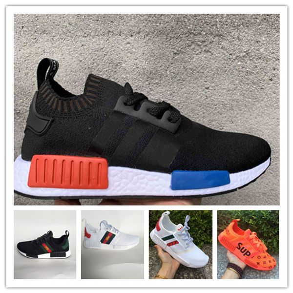 

human race nm luxury casual shoes pharrell williams hu trail oreo nobel ink black nerd designer men women sport shoes eur36-45