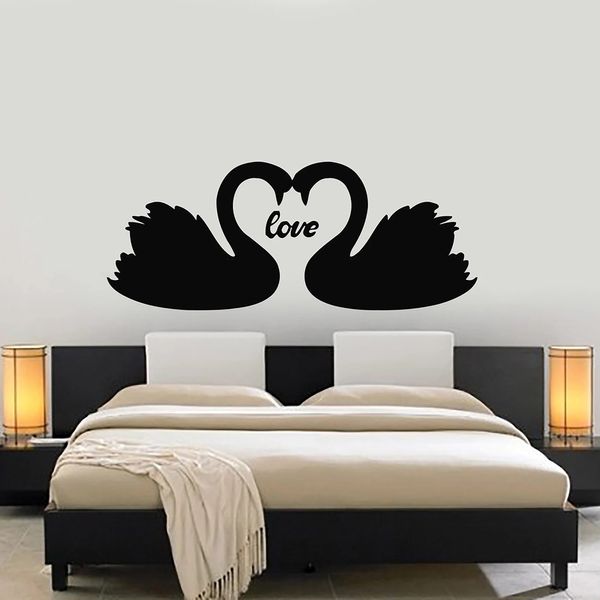 Couple Swans Birds Wall Decal Love Romance Bedroom Vinyl Wall Stickers For Livingroom Romantic Home Interior Design Murals Dinosaur Wall Decals