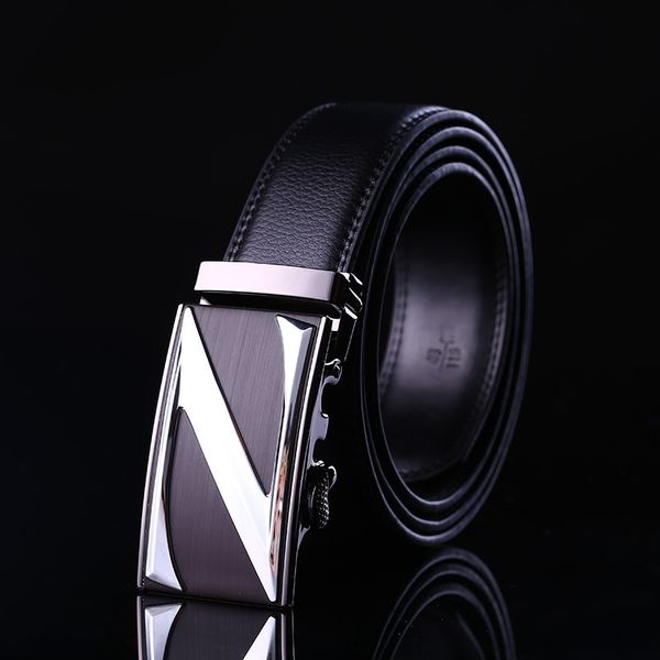 

0mgtg men's leather automatic buckle high pure cowhide business men's genuine leather automatic pur buckle belt pure cowhide busin, Black;brown