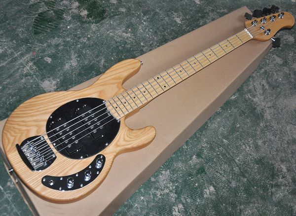 

two styles 5 strings natural electric bass with black pickguard,ash body,can be customized as requested