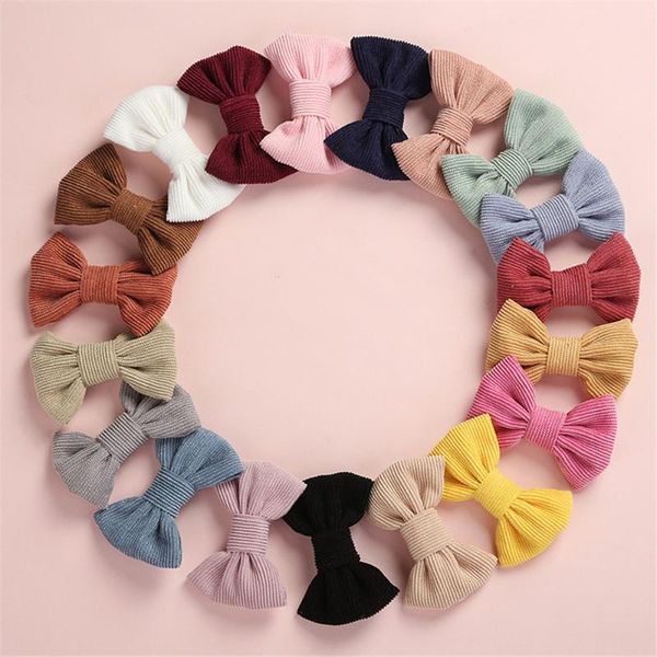 

10pcs/lot candy colors hair bow for girls kids corduroy bow hair clips barrette kids diy hairbow accessories new arrival, Slivery;white