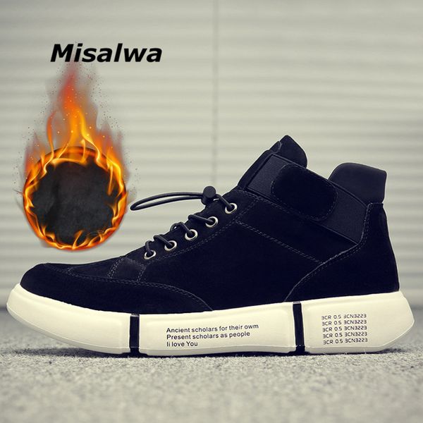 

misalwa men high-outdoor sneakers autumn & winter warm leisure shoes wear-resisting boys causal footwear zapatillas hombre, Black