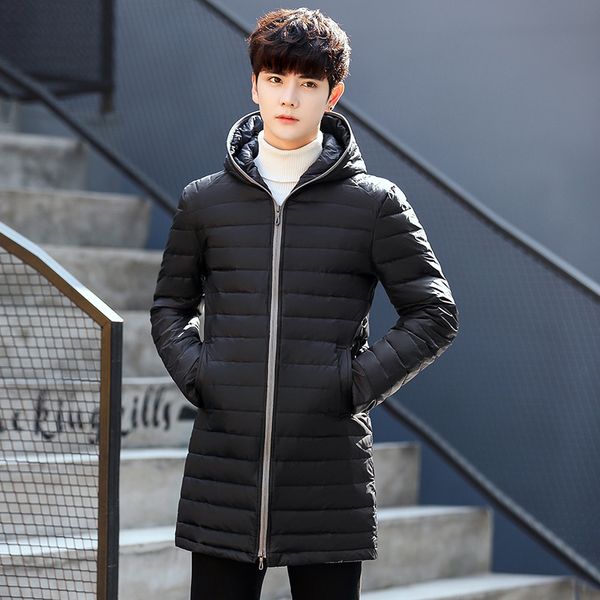 

2019 new thick winter men's white down jacket brand clothing hooded black gary long warm white duck down coat male coats