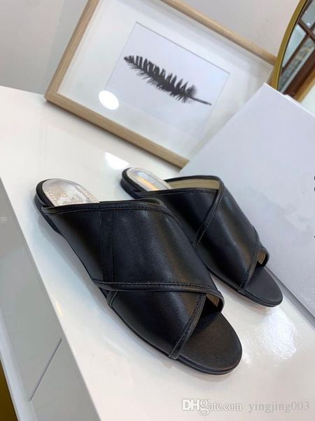 

beach shoes couple slippers summer leather letters flat sandals flip-flops new brand soft bottom beach wear men and women hs19050601, Black