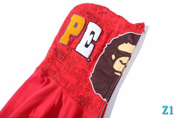 

mens hoodie hip hop brand zipper jacket hoodie cotton streetwear sweater men fashion style head lice embroidery hoodiez1, Black