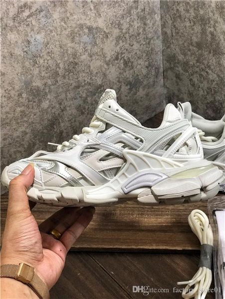

2020 luxury designer men women casual shoes track 2 sneakers 19fw white track2 lace-up jogging sneakers 3m triple s hiking chaussures, Black