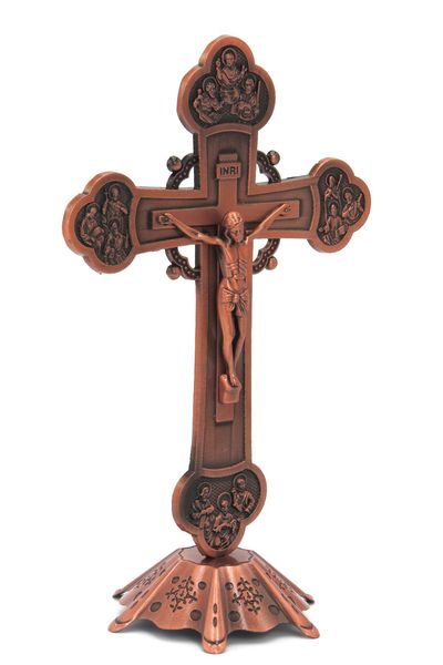 

hankroi 8 inch metal standing crucifix cross