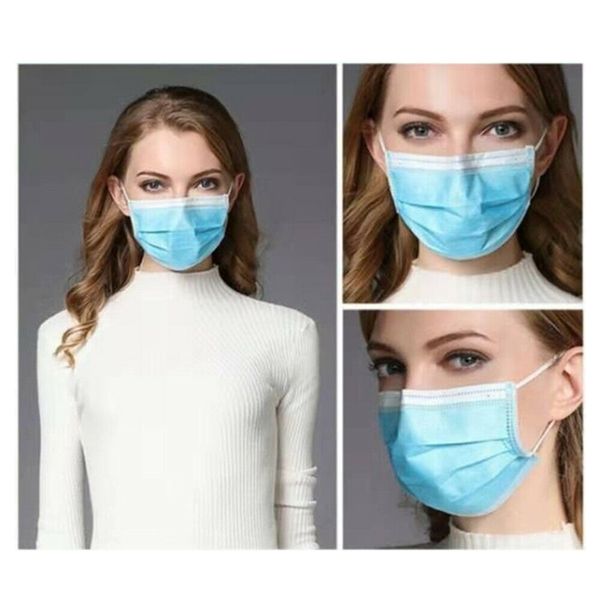 

dhl ready to ship 50x disposable mask with elastic ear loops 3ply personal protective masks