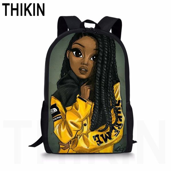 

thikin african backpack cartoon african black girls pattern school bag kids cute book bag teenager girls schoolbags mochila
