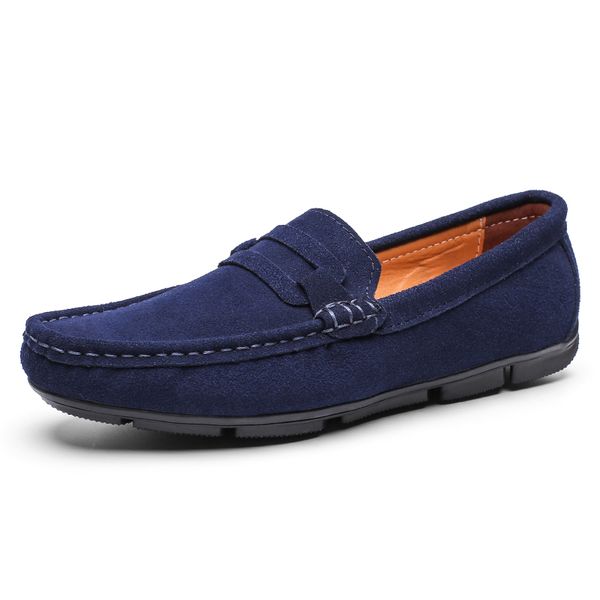 

brand men casual shoes spring autumn suede leather men's flats fashion loafers luxury men's shoes dress oxfords, Black