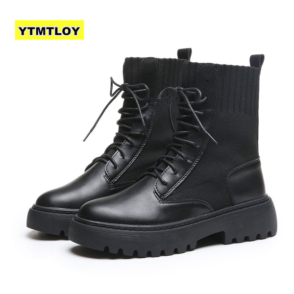

new arrival combat boots women's motorcycle gothic punk combat lovers boots female shoes size, Black
