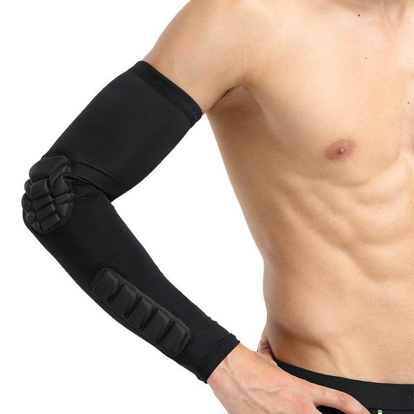 

1pc long elbow pads sleeve breathable polyester spandex arms cover protector outdoor basketball sportswear accessories, Black;gray