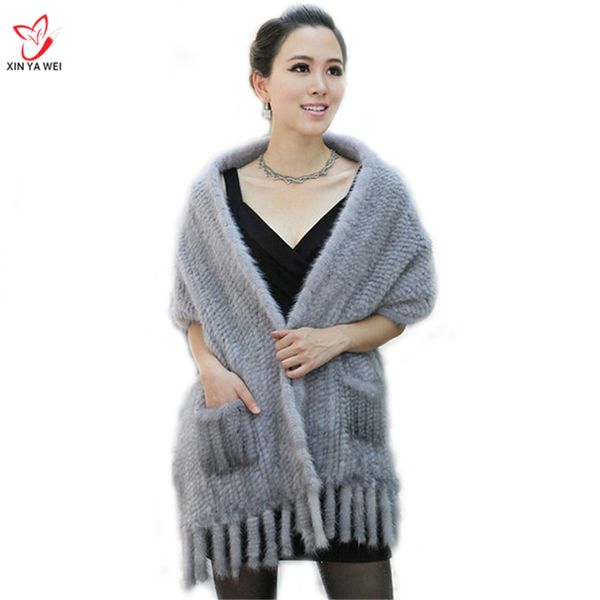 

2018 female knitted real scarf winter neck women natrral fur scarves wraps mink scarf ing