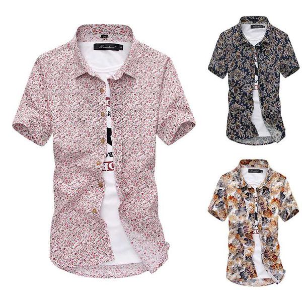 

shirt men summer new fashion personality printed short sleeve shirts men 2020 casual plus size beach hawaiian shirt, White;black