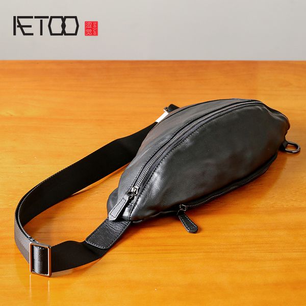 

aetoo chest bag men's leather leisure men's shoulder crossbody bag korean version of fashion waistband cowhide