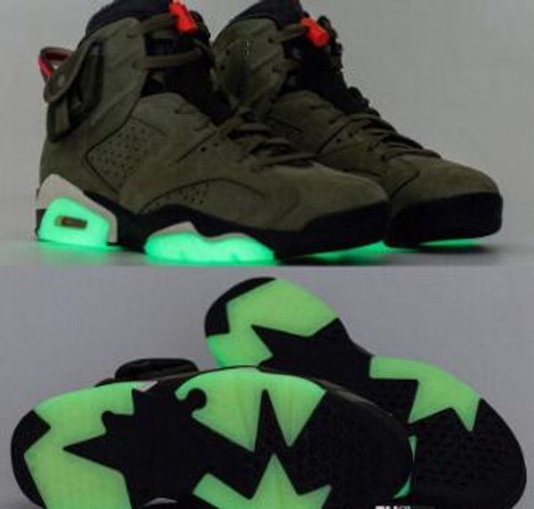 

est authentic travis scott x 6 cactus jack medium olive glow in the dark army green suede 3m 00 shoes cn1084-200