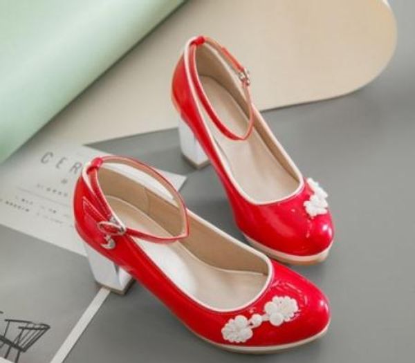 

women's shoes in spring and autumn high coarse heel round head @1111987, Black