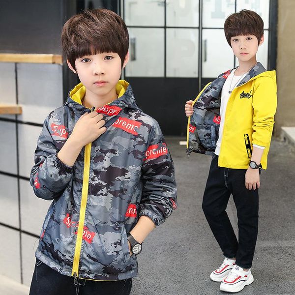 

children's clothing boy's coat new two-sided wear spring and autumn jacket and jackets camouflage windbreaker outwear tench coats, Camo