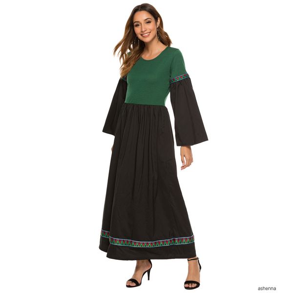 

womens designer long sleeve stitching dress9aq4, Black;gray