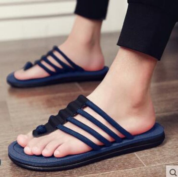 

slippers men's summer fashion wear flip-flops slip outdoor clips sandals trend personality casual beach shoes t18, Black