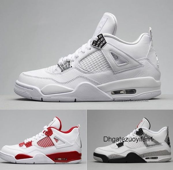 

2019 new 4 4s basketball shoes men 4s pure royalty white cement premium black bred red mens sports shoes training sneakers size 7-12