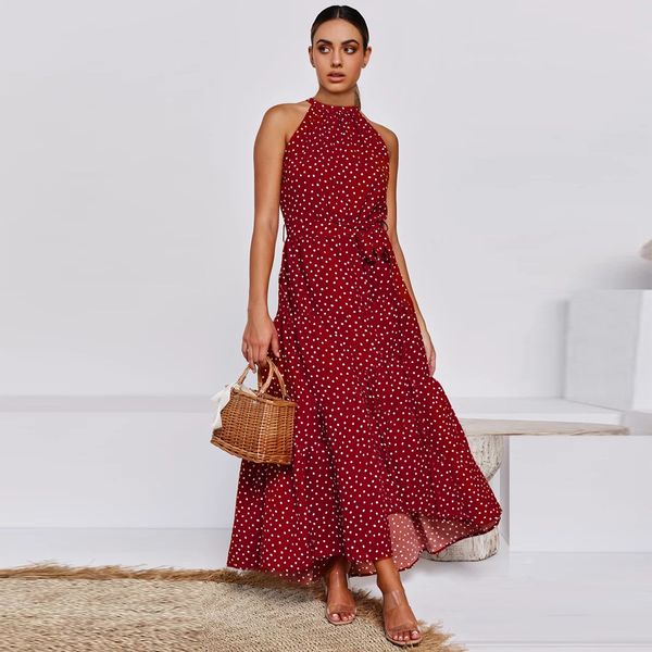 

2020 the new spring and summer fashion sleeveless polka dot dress, White;black