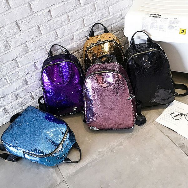 

hip-hop sequins pu leather women's backpack fashion anti-theft outdoor travel shoulder bag casual women's backpack