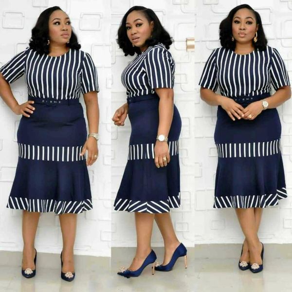 

2019 новое прибытие осенью о-образным вырезом африканских женщин плюс размер длиной до колен платье l-3xl, Red