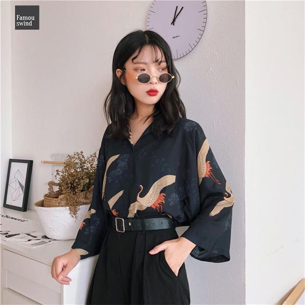

blouses women womens clothes japan kawaii ladies summer style vintage crane blouse female vintage punk harajuku cute tunic for, White