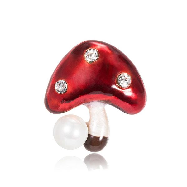 

2019 fashion cute red mushroom brooches for women and kids drop oil crystal simulated pearl zinc alloy metal brooches jewelry, Gray