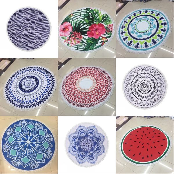 

bath towel blanket microfiber round beach towel yoga mat with tassel 150cm swimming bath beach sport towels picnic blanket