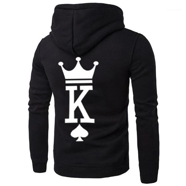 

men women queen king hoodies hooded sweatshirts couples matching clothes, Black