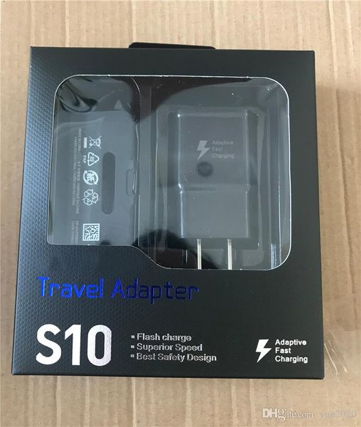 

S10 2 в 1 зарядное устройство комплекты быстрой зарядки USB типа зарядное устройство AC Charge S10 C Кабель Travel Adapter розничный пакет для Samsung S10 S9 плюс S8