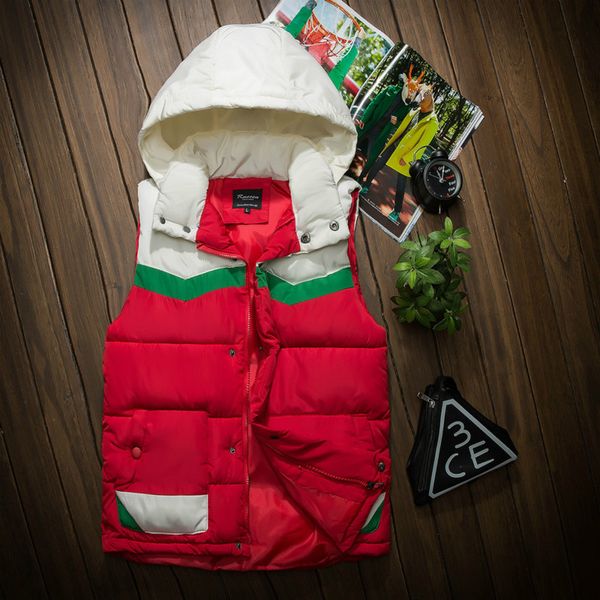 

autumn winter hooded vest men casual slim warm women sleeveless jacket coat youths mens man vest, White;black