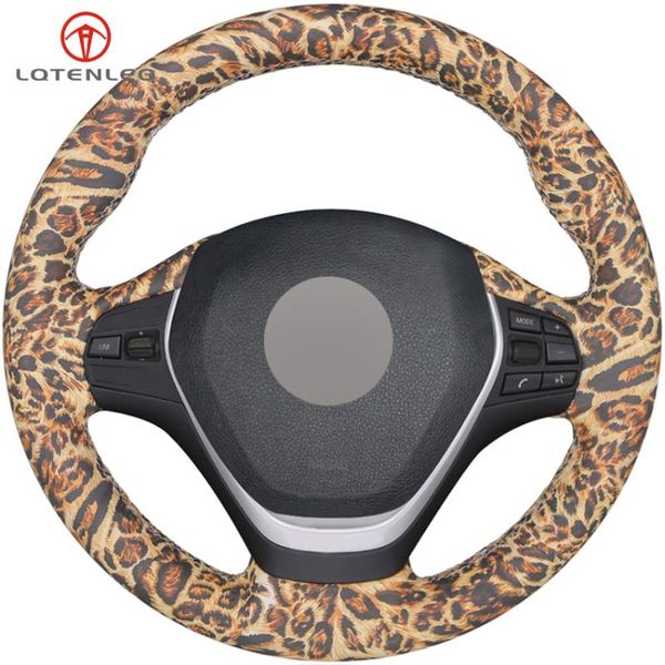 

lqtenleo leopard artificial leather car steering wheel cover for 4 series 420 420i 428i 430i 435i 440i f32 f33 f36 2013-2019