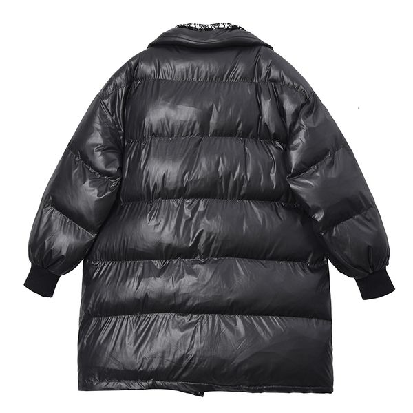 

black plaid split big size cotton-padded coat long sleeve loose fit women parkas fashion new autumn winter 2020
