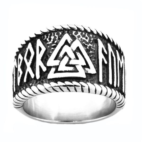 

fansstel stainless steel punk vintage mens jewelry celtic geometrical triangle tribal letters ring gift for brothers sisters fsr20w20, Silver