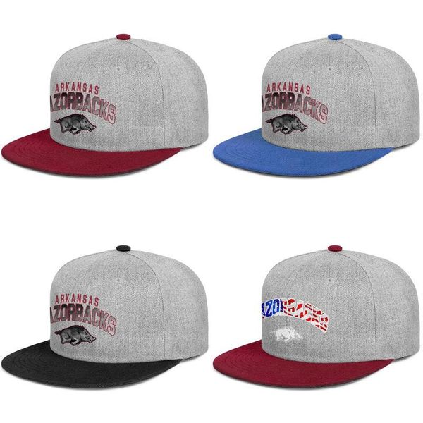 

arkansas razorbacks football usa flag logo mens and women flat edge trucker adjustable cap fitted fashion baseball hats core smoke, Blue;gray
