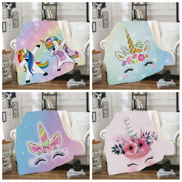 

unicorn sherpa blanket 150*130cm butterfly cortoon 3d digital printed kids winter plush shawl couch sofa throw fleece wrap xd22750