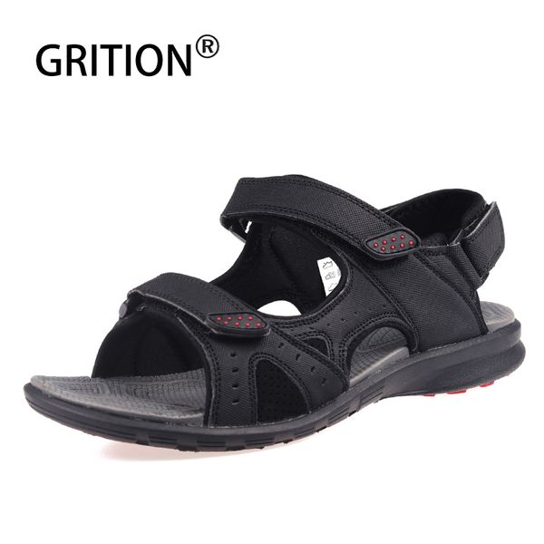 

grition men sandals summer flat outdoor beach shoes male comfortable sandals breathable open toe walking flip flop slippers 2020 t200420, Black