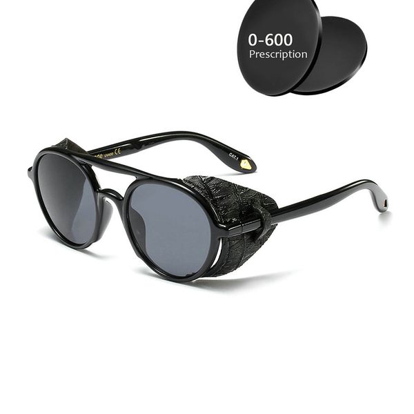 

mincl finished men's polarized myopia sunglasses brand designer optical prescription myopia round punk driving sunglasses nx, White;black