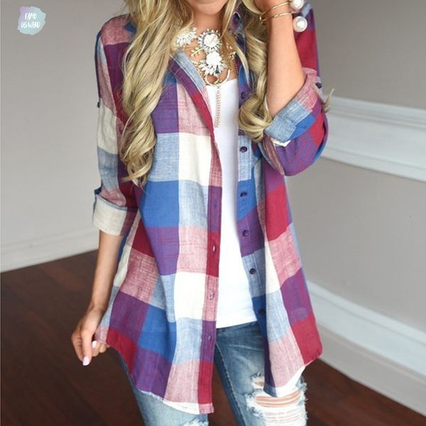 

блузы плюс 5xl женщин топы и топы рубашки плед с длинным рукавом женской одежды корейский дамы винтажной моды одежды, White