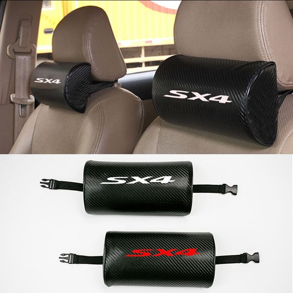 

carbon fiber texture pu leather car neck pillow for sx4